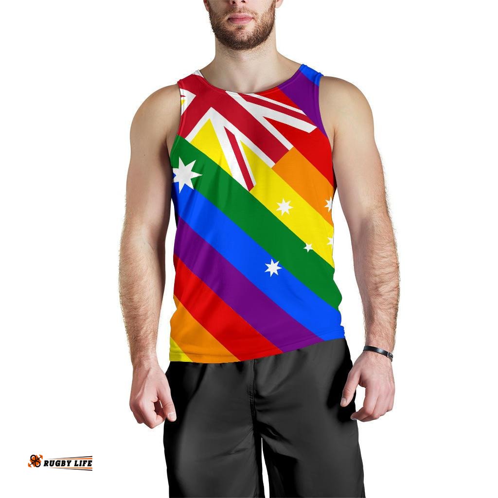 Men Tank Top - Aus Flag Mens Tank Lgbt Colors