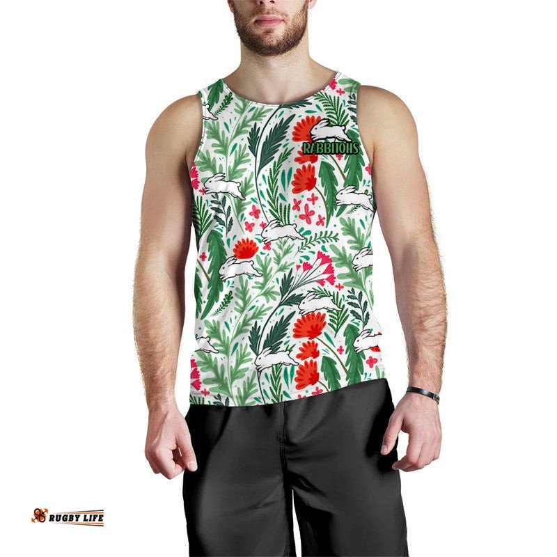 (Custom Personalised) Rabbitohs Poppy Flowers Field Men Tank Top