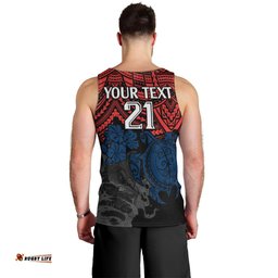 Custom Roosters Rugby Men Tank Top Sydney Hibiscus and Turtle With Polynesian Pattern