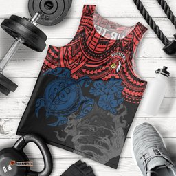 Custom Roosters Rugby Men Tank Top Sydney Hibiscus and Turtle With Polynesian Pattern