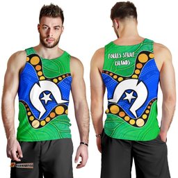 Torres Strait Islands Men's Tank Top -  Flag with Aboriginal Patterns