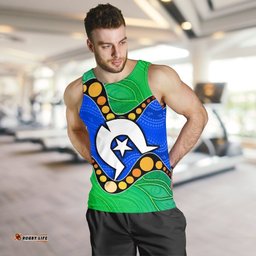 Torres Strait Islands Men's Tank Top -  Flag with Aboriginal Patterns
