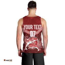 Personalised Dolphins Rugby Men Tank Top Aboriginal Boomerang Artsy Style
