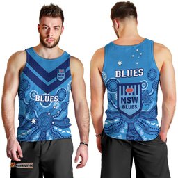 NSW Rugby Men Tank Top Blues Aboriginal Art