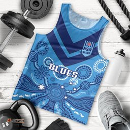 NSW Rugby Men Tank Top Blues Aboriginal Art