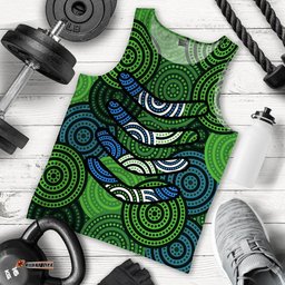 Boomerang Aboriginal Dot Patterns Men Top Green Style