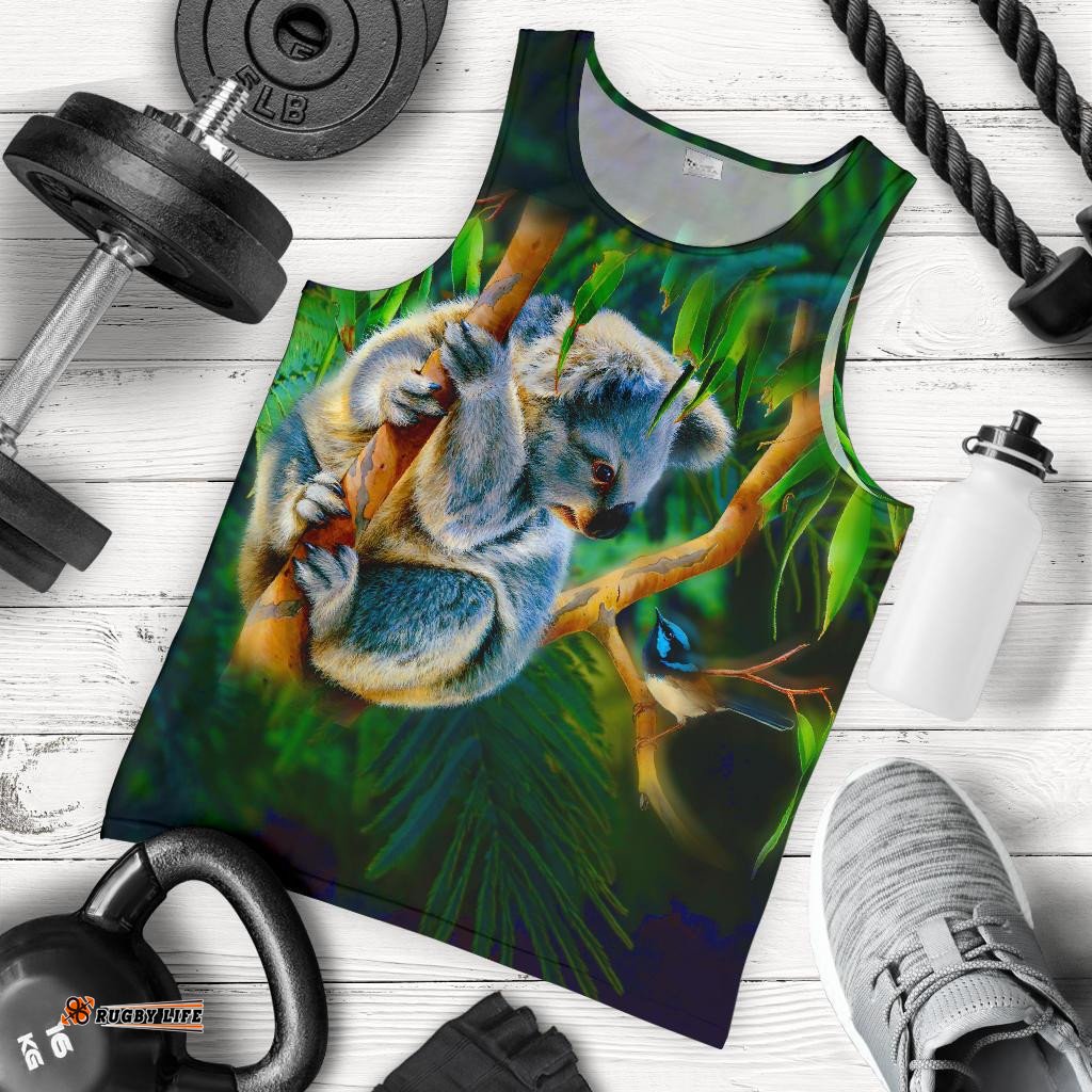 Men's Tank Top - 3D Koala Mens Tank - Koala Aussie Greeting