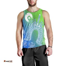 Torres Strait Islander Men's Tank Top - Dhari Mask Ocean Style