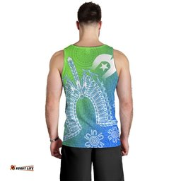 Torres Strait Islander Men's Tank Top - Dhari Mask Ocean Style