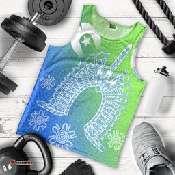 Torres Strait Islander Men's Tank Top - Dhari Mask Ocean Style