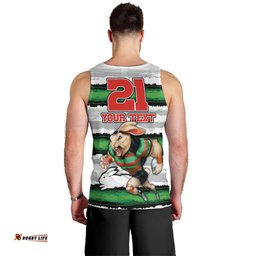 Custom Rabbitohs Mascot Rugby Men Tank Top The Souths Go Champions