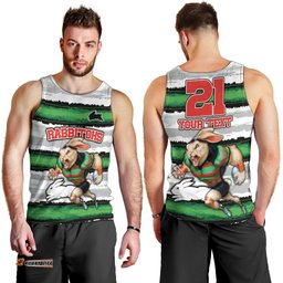 Custom Rabbitohs Mascot Rugby Men Tank Top The Souths Go Champions