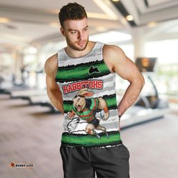 Custom Rabbitohs Mascot Rugby Men Tank Top The Souths Go Champions