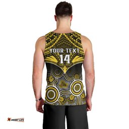 Personalised Richmond Football Men Tank Top Tigers Aboriginal Mix Polynesian Pattern