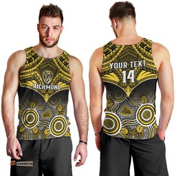 Personalised Richmond Football Men Tank Top Tigers Aboriginal Mix Polynesian Pattern