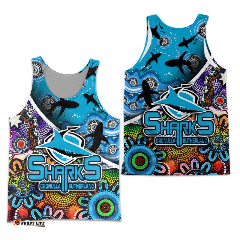 Cronulla Sutherland Men Tank Top Sharks Indigenous Aboriginal