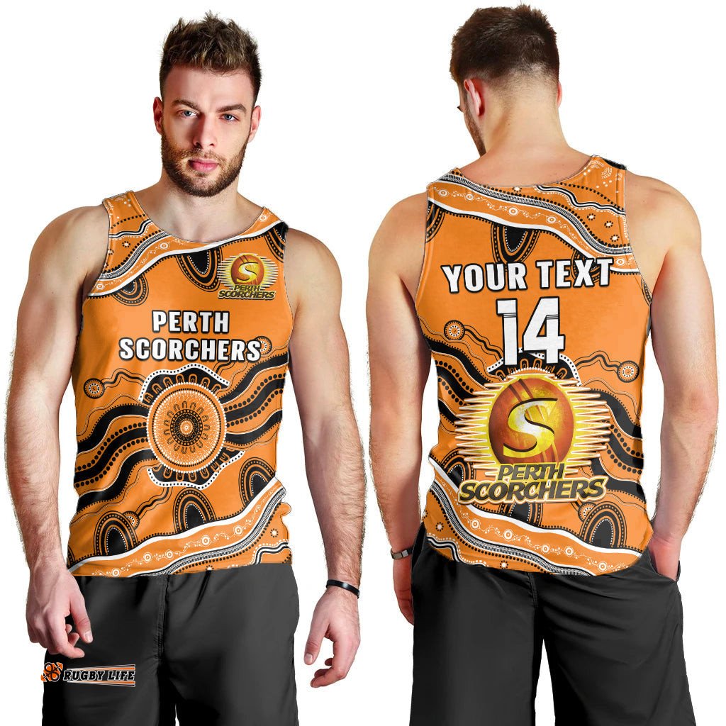 (Custom Text And Number) Perth Scorchers Cricket Men Tank Top Indigenous Art Ver.02