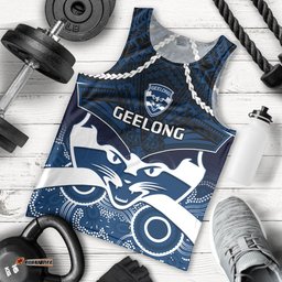 Geelong Football Men Tank Top Go Cats Aboriginal Mix Polynesian Pattern