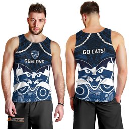 Geelong Football Men Tank Top Go Cats Aboriginal Mix Polynesian Pattern