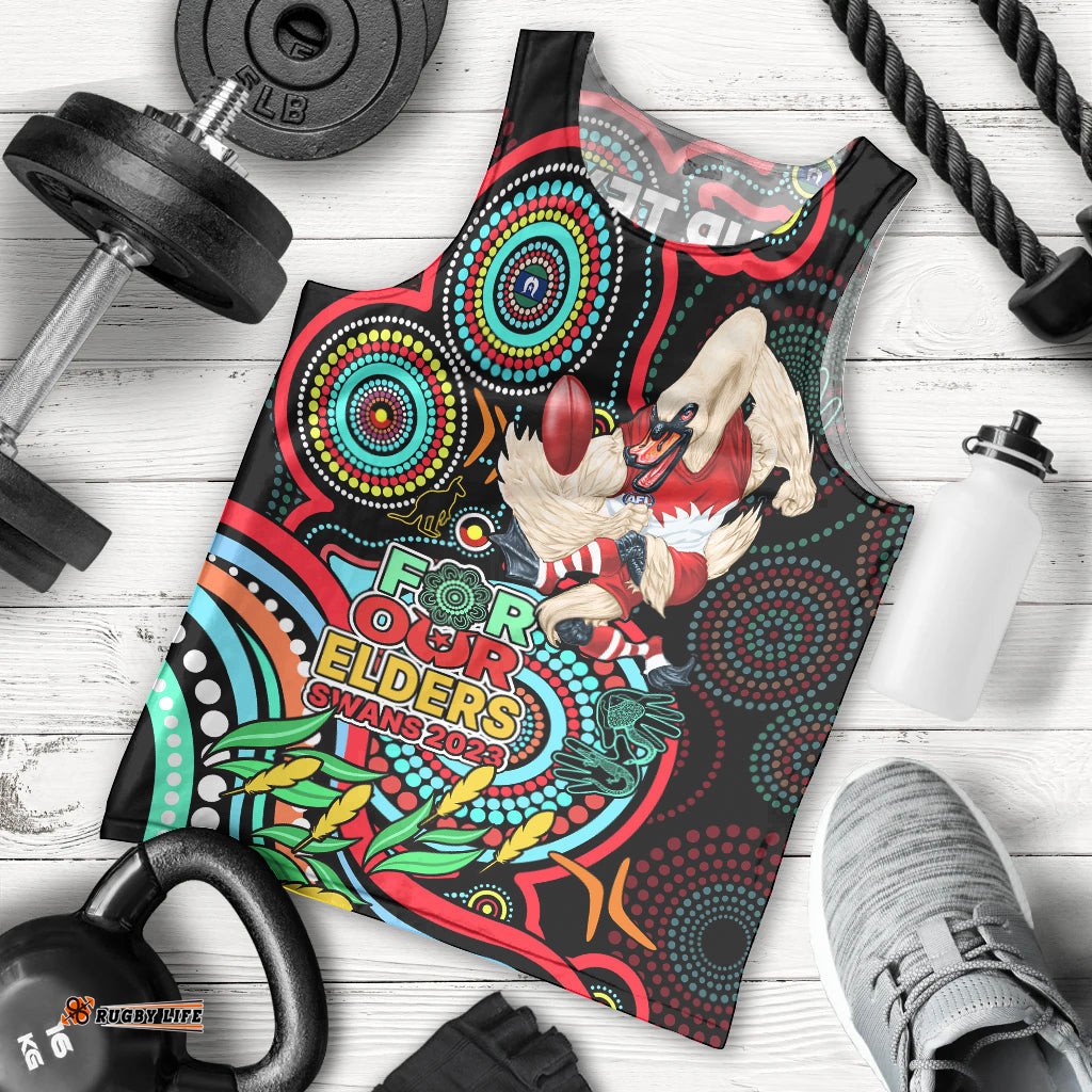 Custom Swans Football Aboriginal Art Men Tank Top NAIDOC Indigenous Tribal
