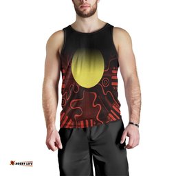 Aboriginal Men's Tank Top - Indigenous Flag Grunge Style