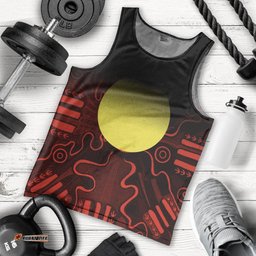 Aboriginal Men's Tank Top - Indigenous Flag Grunge Style
