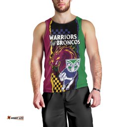 NRL Combine Warriors and Broncos Men Tank Top Sporty Style