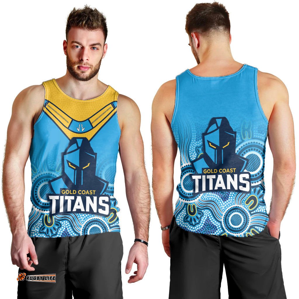 Titans Rugby Men Tank Top Gold Coast 2007 Aboriginal Art
