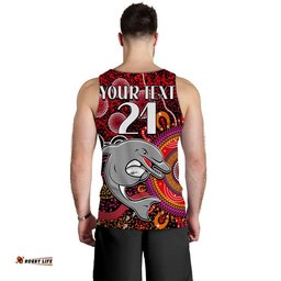 (Custom Personalised) Dolphins Rugby Men Tank Top Aboriginal Dots