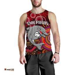 (Custom Personalised) Dolphins Rugby Men Tank Top Aboriginal Dots