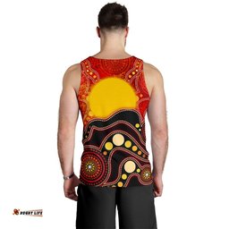 Aboriginal Men's Tank, Aboriginal Lives Matter Flag Dot Painting Art