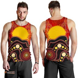 Aboriginal Men's Tank, Aboriginal Lives Matter Flag Dot Painting Art