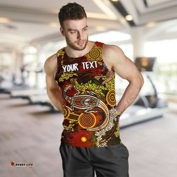 Custom Aboriginal Men's Tank Top , Kangaroo and Lizard Dot Painting Art