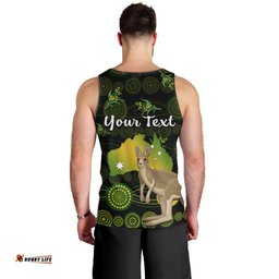 (Custom Personalised) Australia Men Tank Top Golden Wattle Mix Kangaroo And Map