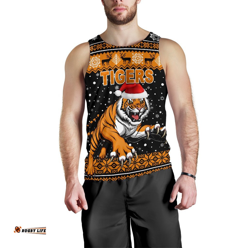 Wests Christmas Men's Tank Top Tigers Unique Vibes - Black