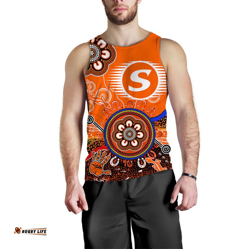 Perth Scorchers Men Tank Top Cricket Indigenous Aboriginal Lizard Version