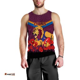 Brisbane Lions Anzac Day Men Tank Top - Indigenous Art -
