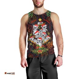 Aboriginal Christmas Men Tank Top Aussie Koala Christmas Tree with Aboriginal Inspired
