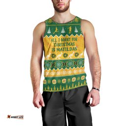 Personalised Australia Soccer Christmas Men Tank Top All I Want For Xmas Is Matildas