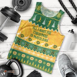 Personalised Australia Soccer Christmas Men Tank Top All I Want For Xmas Is Matildas