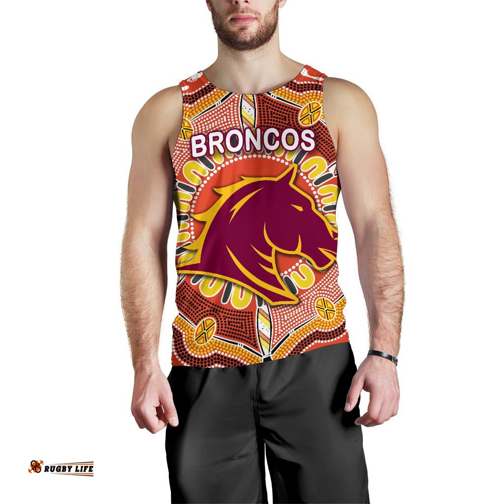 Brisbane Men Tank Top Broncos Indigenous Warm Vibes