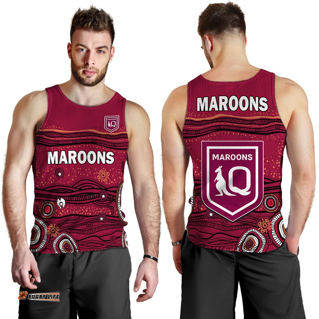 QLD Maroons Rugby Men Tank Top Indigenous
