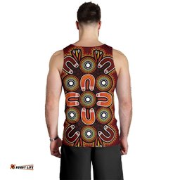 ABoriginal Men's Tank Top  - Aboriginal Dot Painting Flowers Style