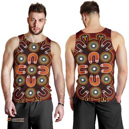 ABoriginal Men's Tank Top  - Aboriginal Dot Painting Flowers Style