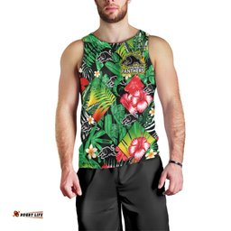 (Custom Personalised) Panthers Rugby Men Tank Top Fashion Tropical Jungle Flowers