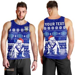 (Custom Personalised) Bulldogs Rugby Christmas Men Tank Top Berries Merry Xmas Aboriginal Art