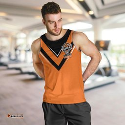 Personalised Wests Tigers Rugby Men Tank Top Orange Simple Style