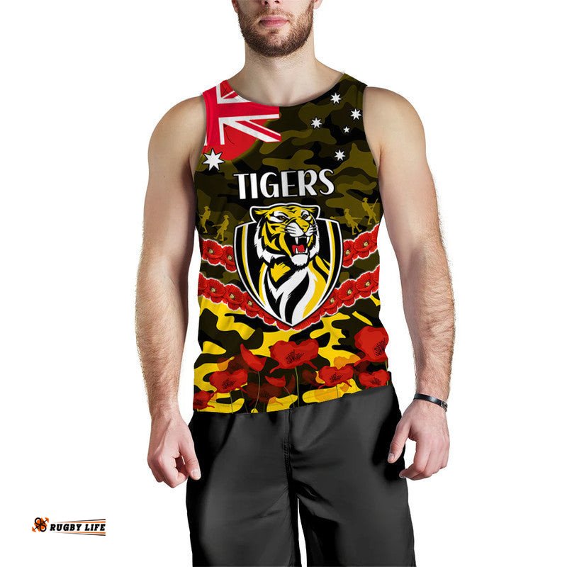 Richmond Tigers Football ANZAC Men Tank Top Lest We Forget
