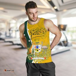 Personalised Men's Tank Top - Australia Coat Of Arm In Rugby Style