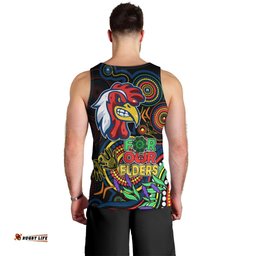 Roosters Rugby Aboriginal Art Men Tank Top NAIDOC Indigenous Tribal